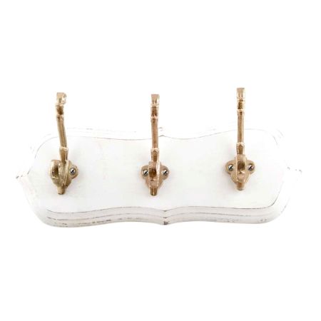 White Golden Small Wall Wooden Iron Hooks